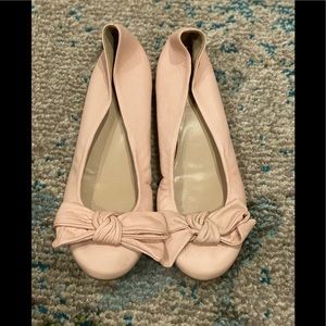 J Crew Nude/Blush Pink Bow Ballet Flats Size 6